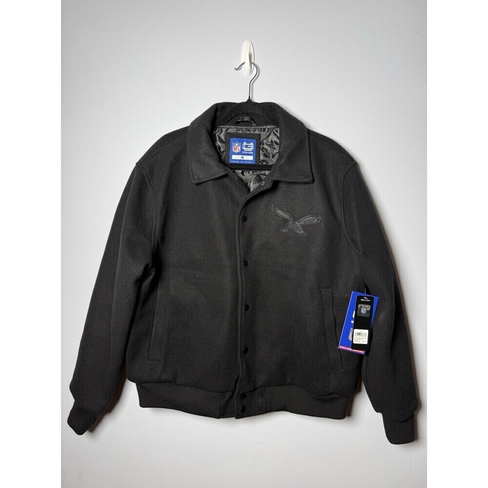 Philadelphia Eagles NFL Ultra Game Men's Triple Black Jacket Coat $160 Tag (MED)
